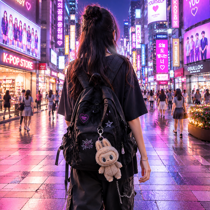 Llavero Peluche Con Traje De Gato Kuromi Genérico