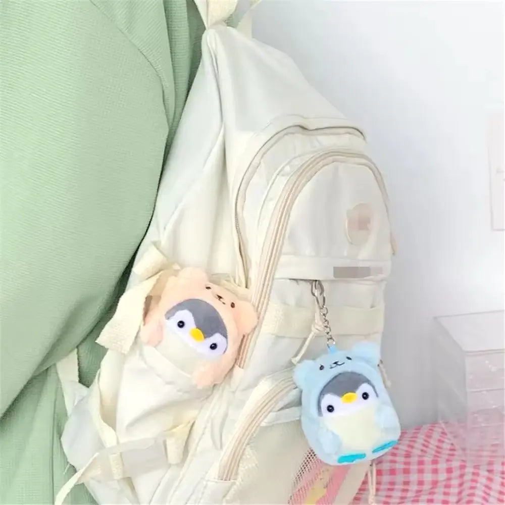 Llavero Colgante De Peluche Pingüino Kawaii Con Traje De Oso Genérico
