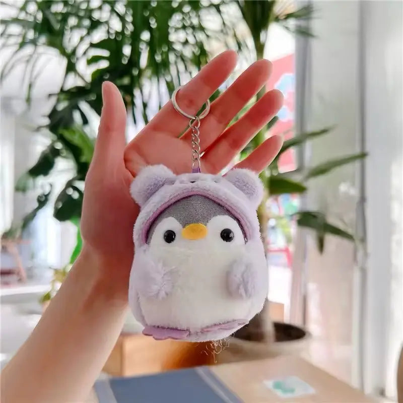 Llavero Colgante De Peluche Pingüino Kawaii Con Traje De Oso Genérico