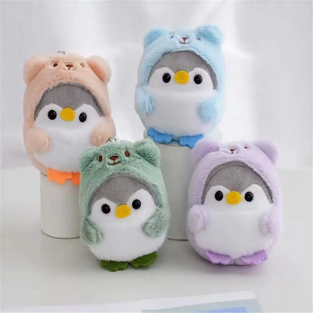 Llavero Colgante De Peluche Pingüino Kawaii Con Traje De Oso Genérico